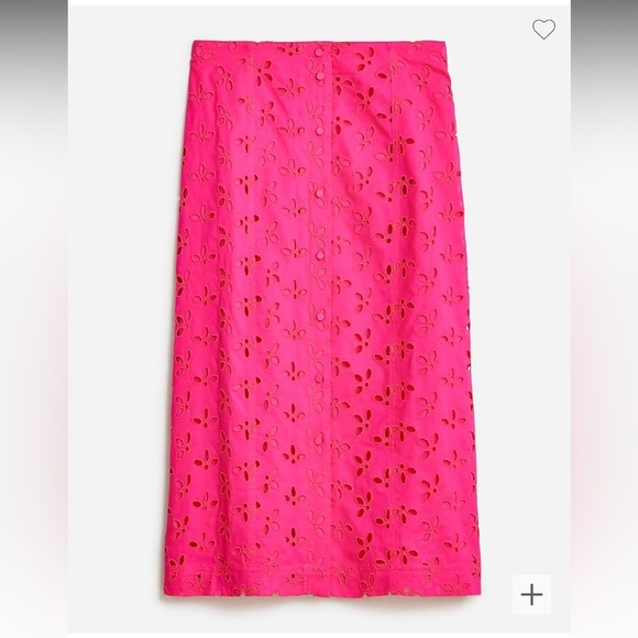 Jcrew reimagined eyelet Button-Front skirt 14 $108 spring embroidered classic - Picture 2 of 10
